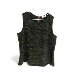 Calvin Klein Black Embellished Studded sleeveless blouse Tank Top S-M